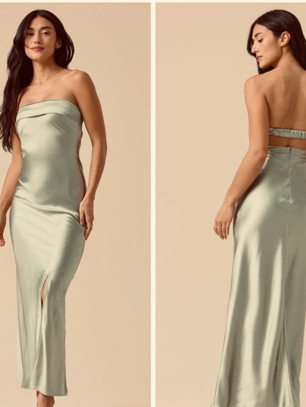Satin Slip Dress in Forest Green 274